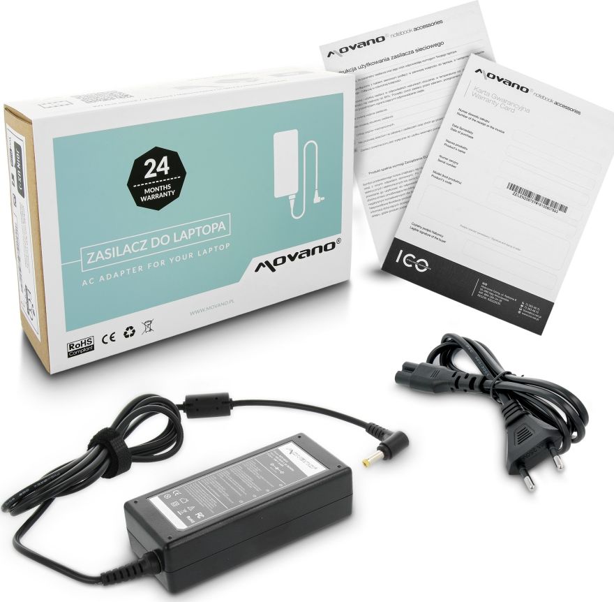 Zasilacz do laptopa Movano 65 W, 1.7 mm, 3.42 A, 19 V (ZZ/ACE19342)