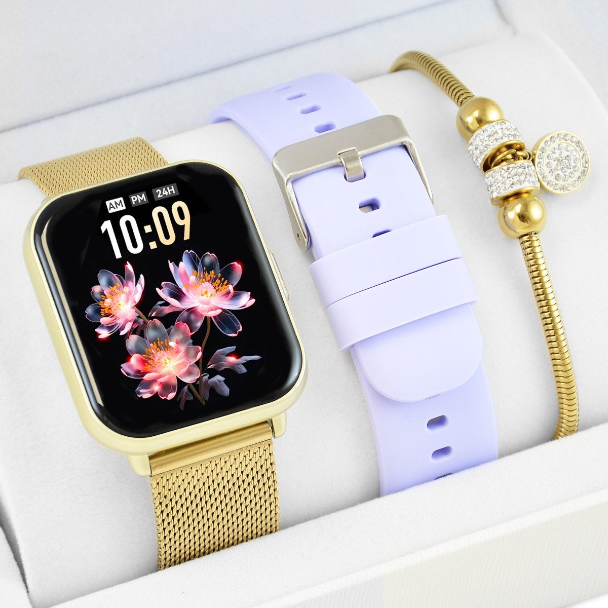 Zestaw damski zegarek Damski SMARTWATCH RUBICON RNCF46 złoty + bransoletka