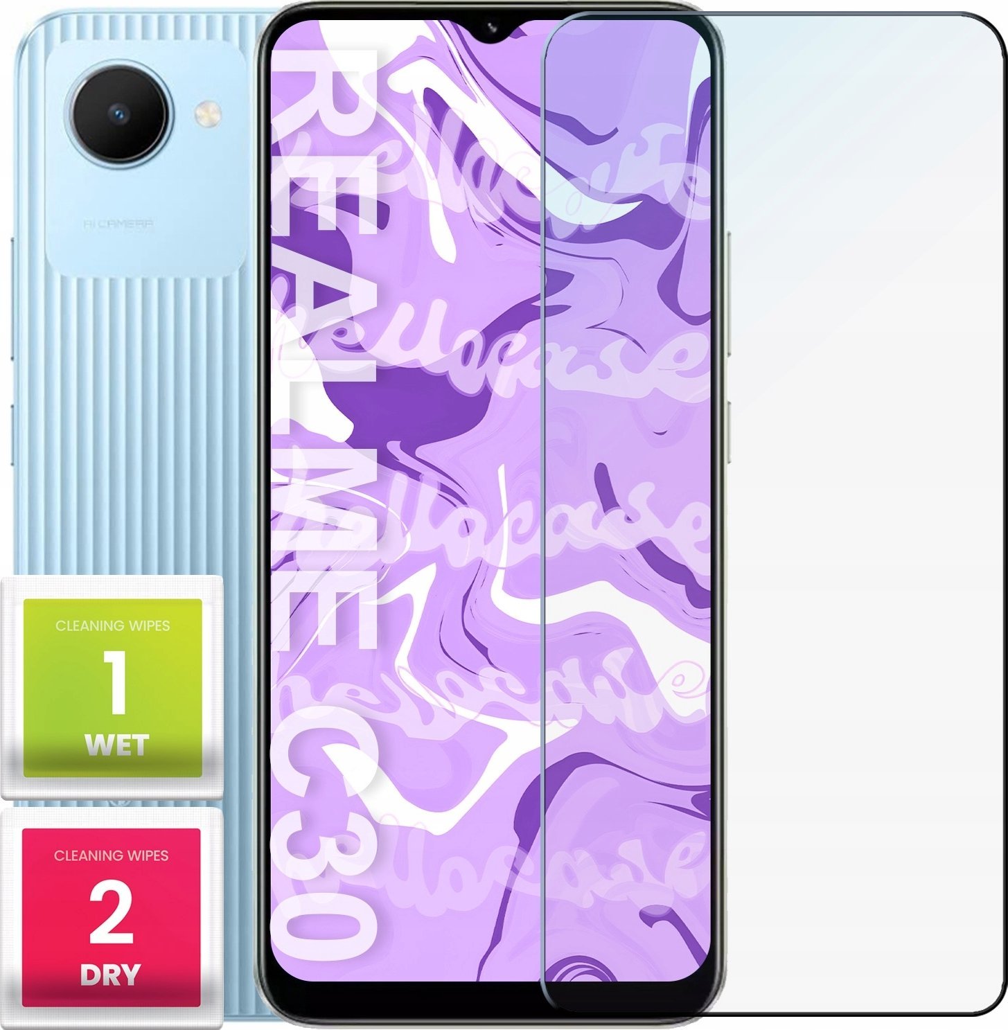 Hello Case Szkło Hartowane do Relame C30 (szybka 9H, płaskie 2.5D, ochronne, szybka)