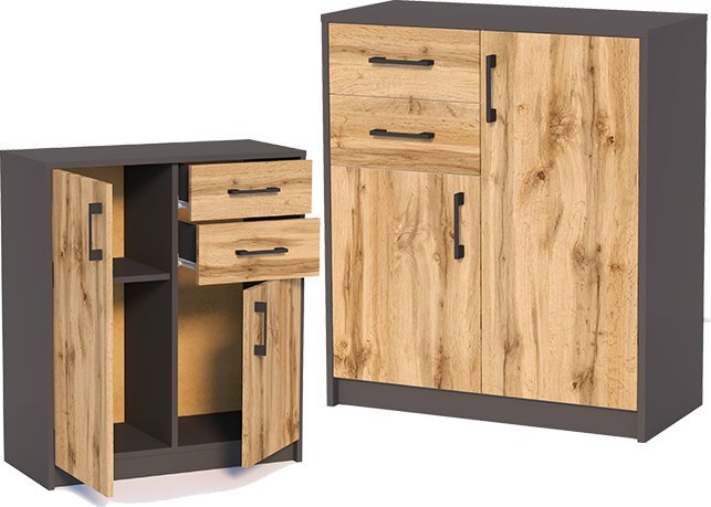 Meble-Bestseller Komoda K020 Grafit-Wotan 85x74x35 cm