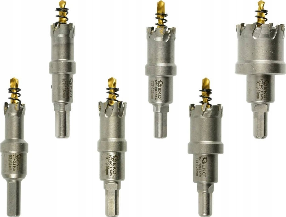 Geko Kpl. otwornic widiowych do metalu z wiertłem tytanowym 6szt. 16-35mm (16)