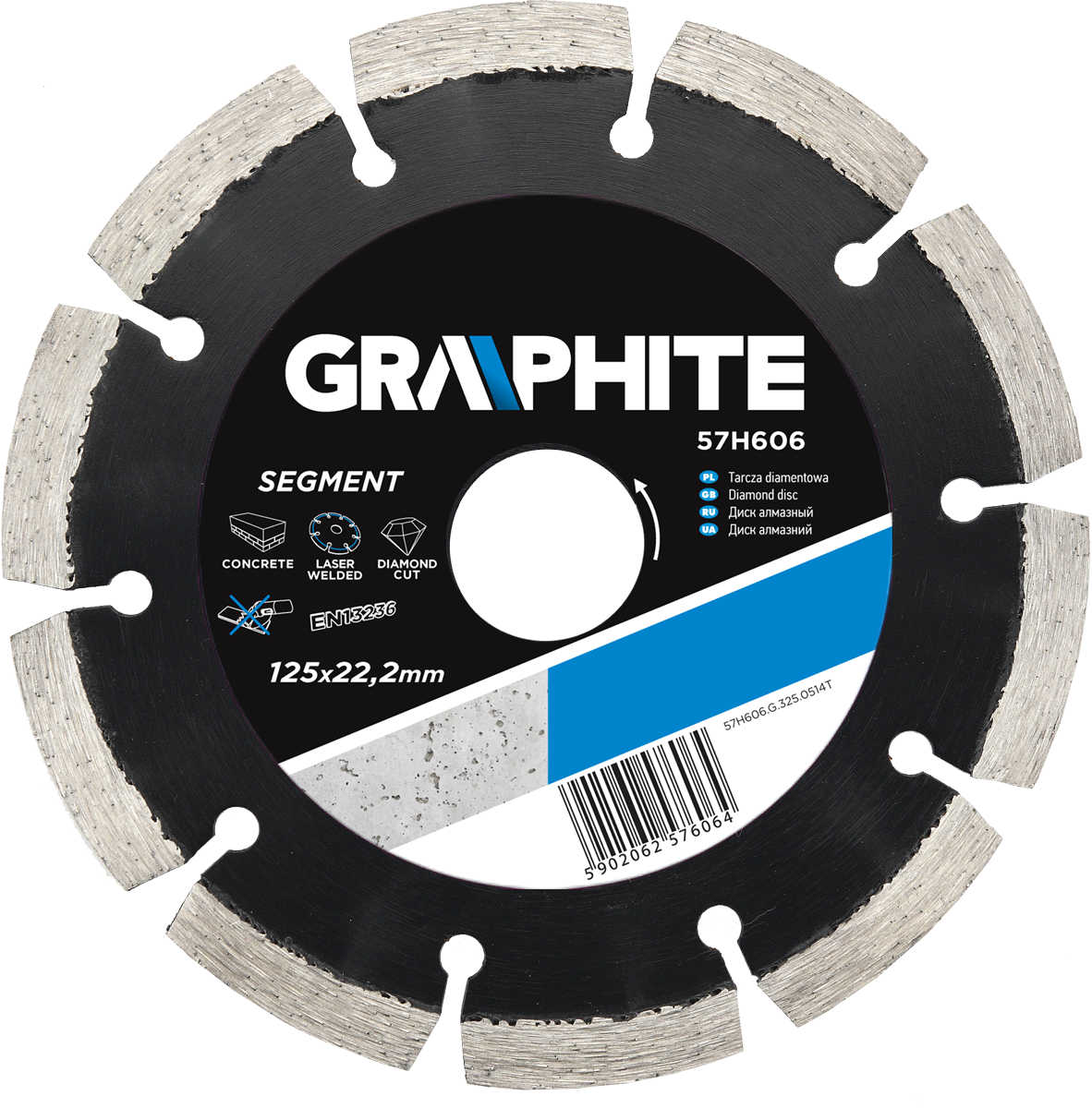 Graphite Tarcza diamentowa 125x22,2mm segmentowa spawana laserowo - 57H606