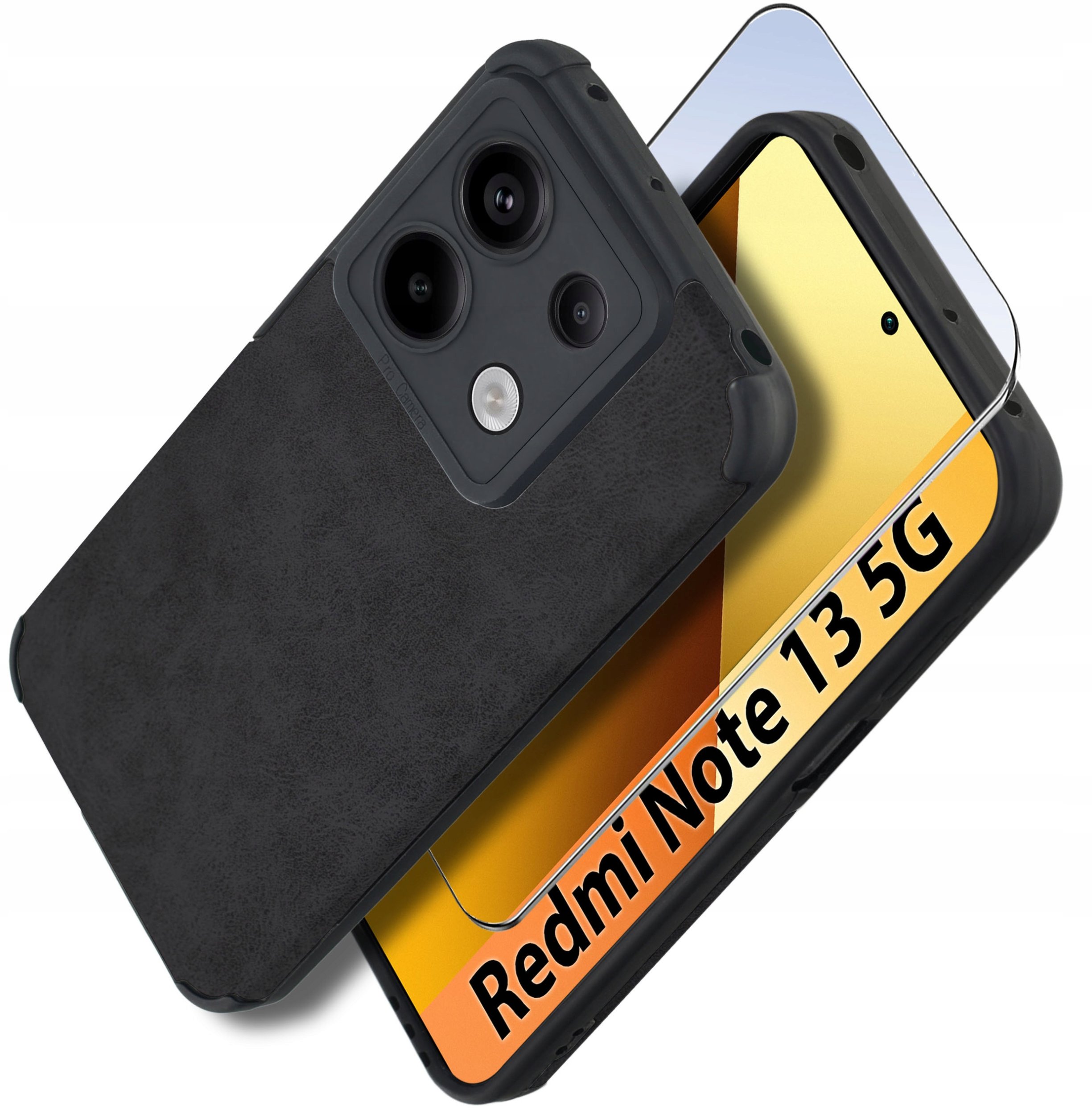 Etui do Xiaomi Redmi Note 13 5G silikonowe SKÓRZANE VINTAGE CASE + Szkło 9H