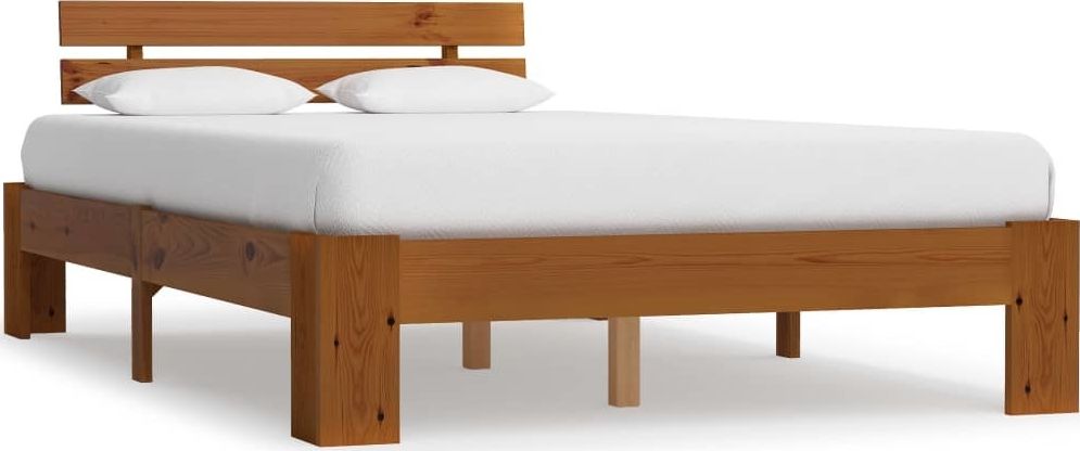 vidaXL Rama łóżka, miodowy brąz, lite drewno sosnowe, 140 x 200 cm