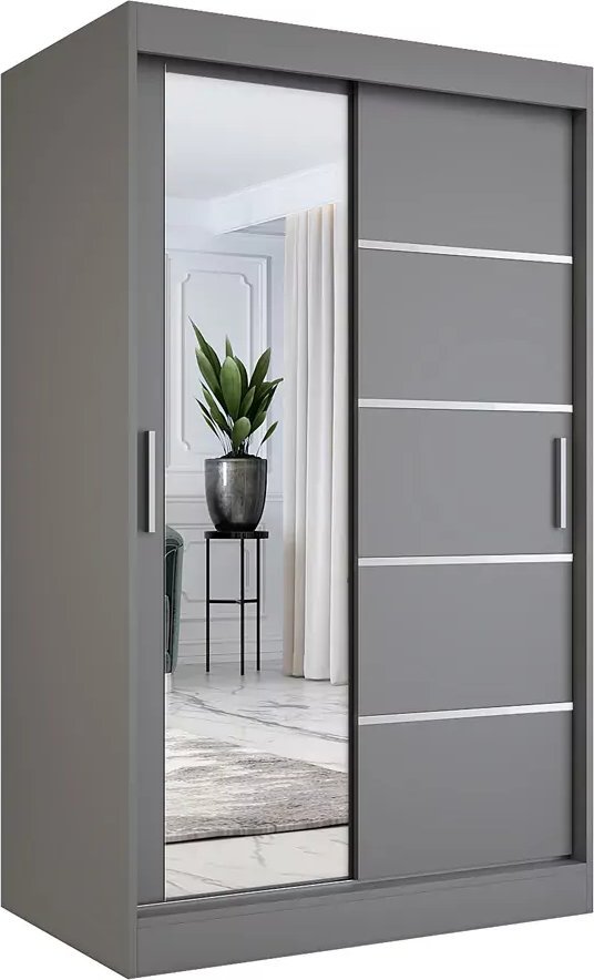 Elior Antracytowa szafa przesuwna 120 cm - Felix 3X