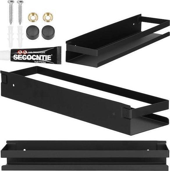 Springos Półka łazienkowa pod prysznic 40x10 cm ze stali nierdzewnej czarna UNIWERSALNY