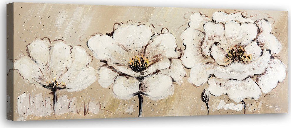 Feeby Obraz na płótnie, Malowane kwiaty boho - 90x30