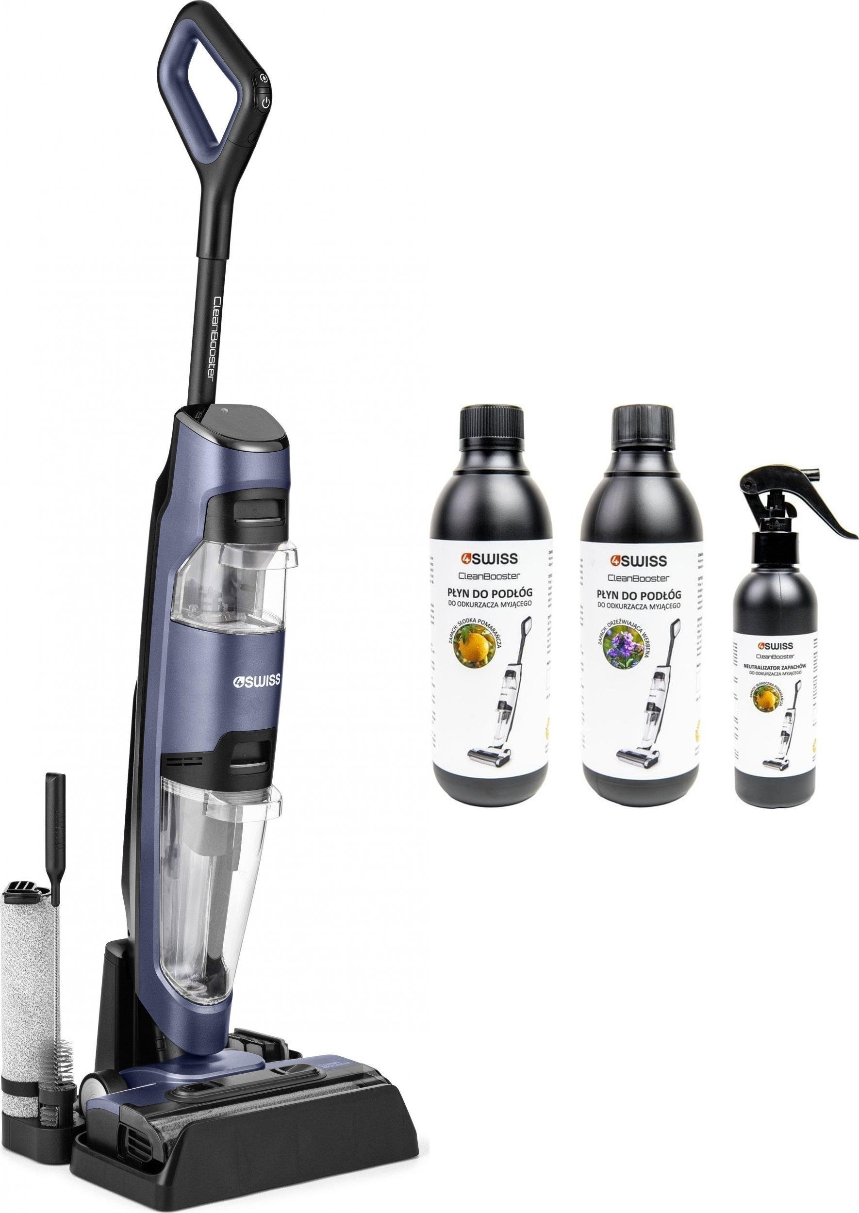 Odkurzacz pionowy 4Swiss VC024 CleanBooster Black + środki czystości