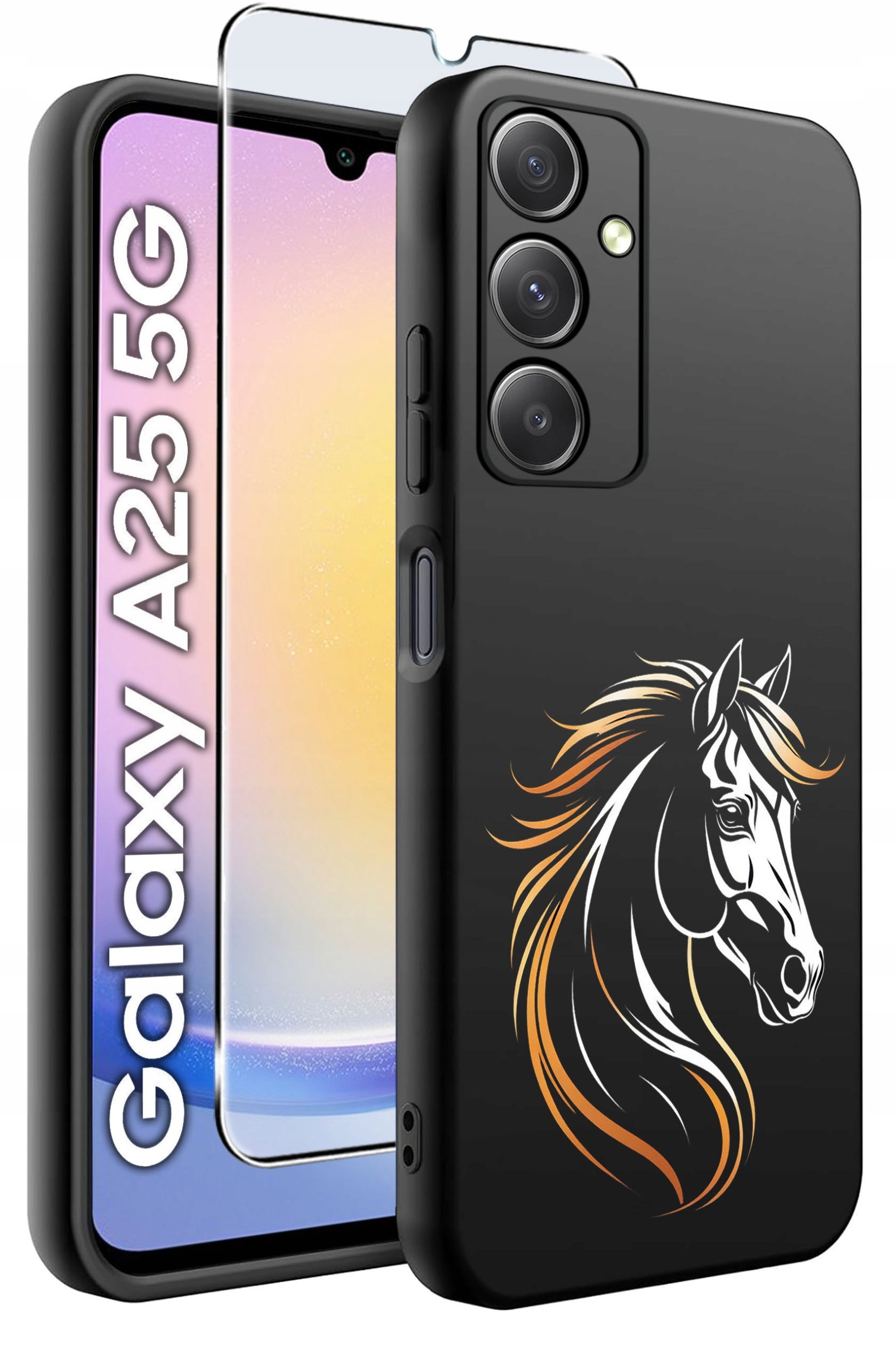 ETUI do Samsung A25 5G WZORY | SILIKONOWE MATT CASE + SZKŁO HARTOWANE 9H