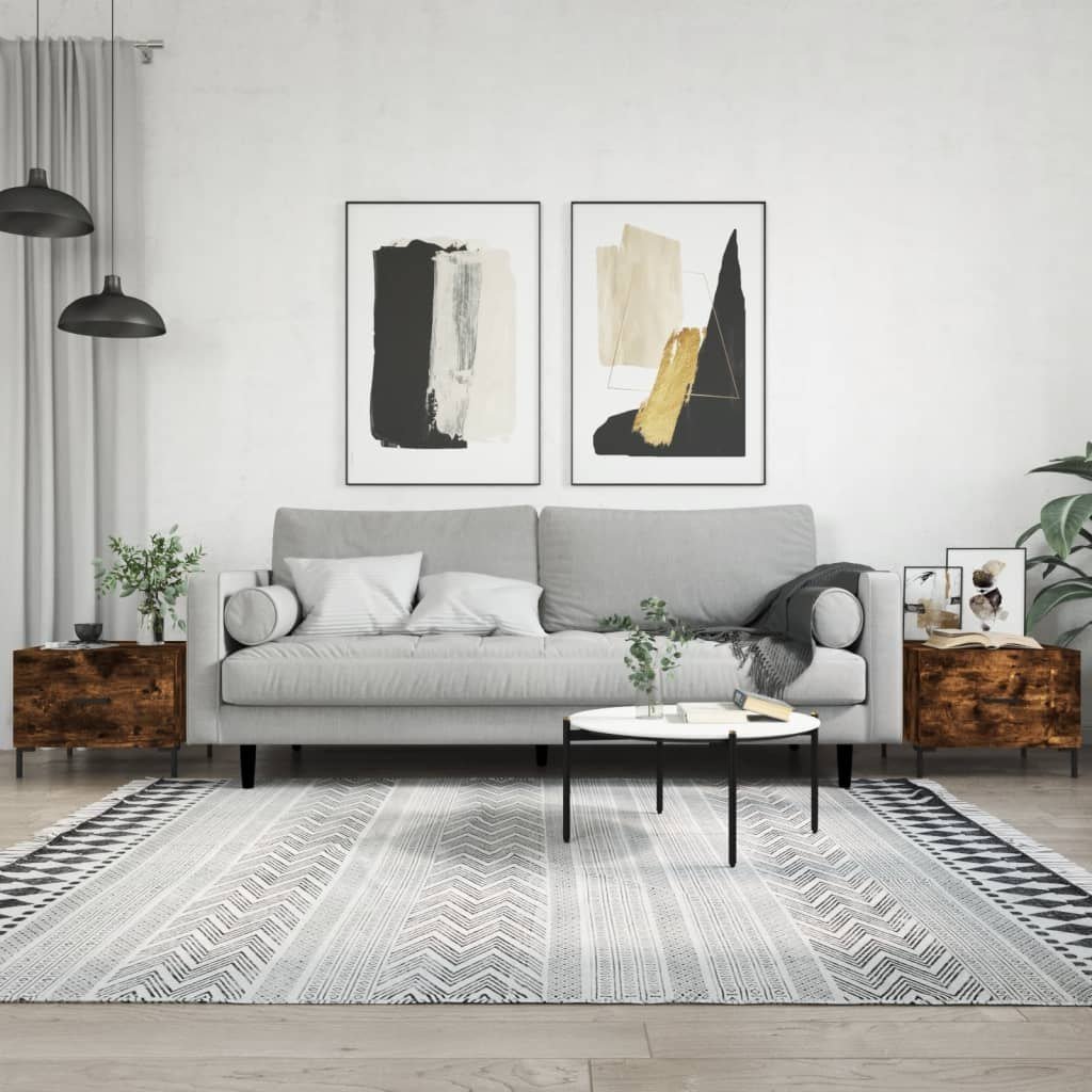 vidaXL Stoliki kawowe, 2 szt., przydymiony dąb, 50x50x40 cm