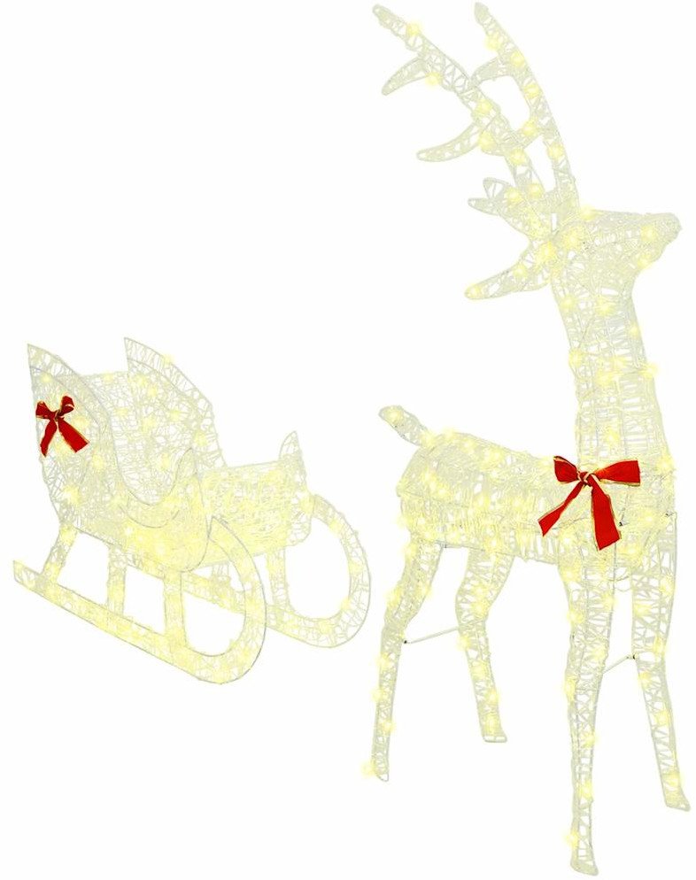 vidaXL Renifer ciągnący sanie Ciepła biel 70 x 26 x 128,5 cm Akryl