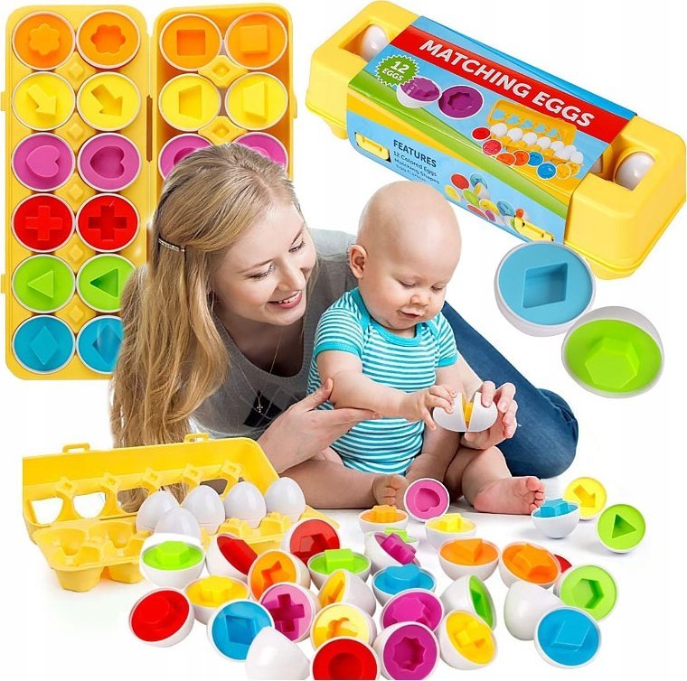 Układanka Edukacyjna Sorter Jajka Puzzle Montessori Zabawka Dla Malucha