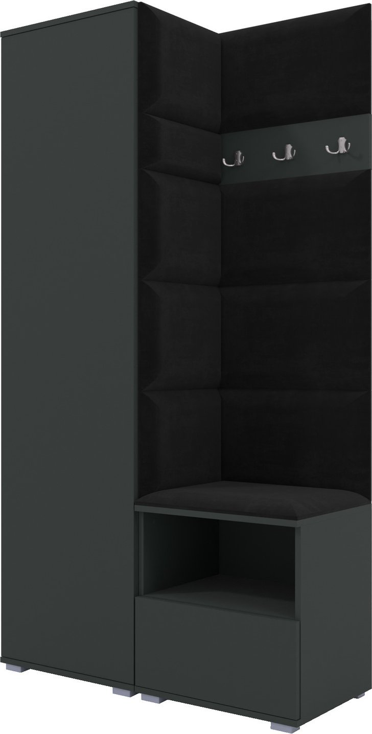 Ravio Tapicerowana garderoba Nela I w kolorze grafitowym i tkaninie Trinity 16