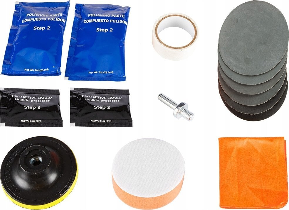 Zestaw do regeneracji reflektorów samochodowych, 15 elementów