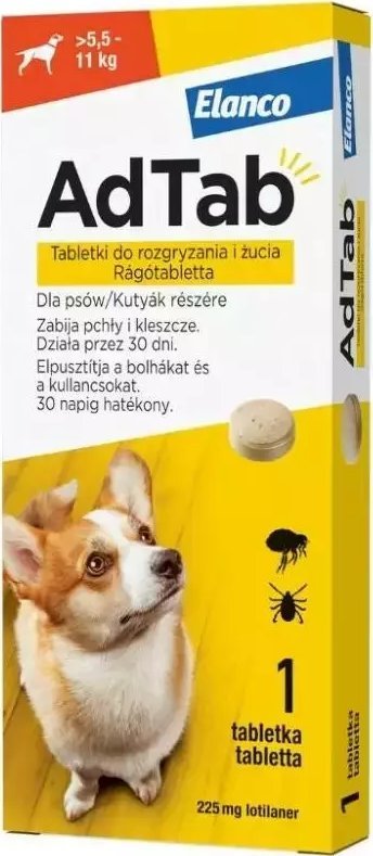 Elanco AdTab Tabletka na Kleszcze i Pchły dla Psa 5,5-11kg 1szt