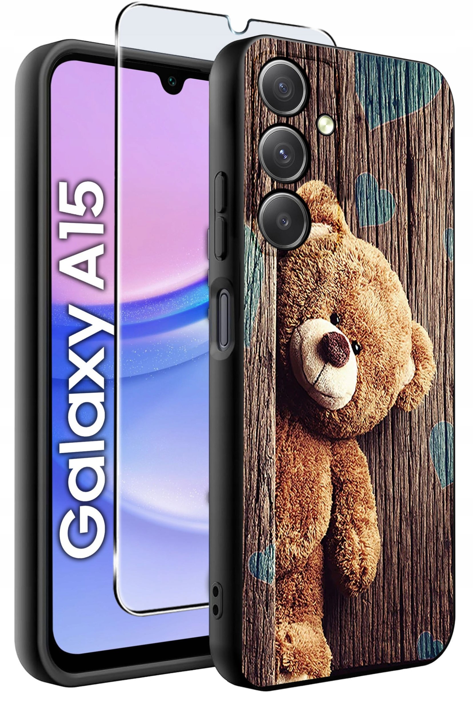 ETUI do Samsung A15 4G | 15 5G WZORY | SILIKONOWE MATT CASE + SZKŁO 9H