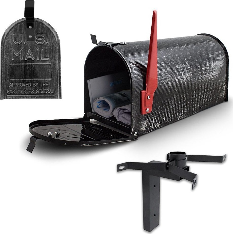 Bituxx Skrzynka stylowa pocztowa Amerykańska USA Retro + uchwyt ścienny