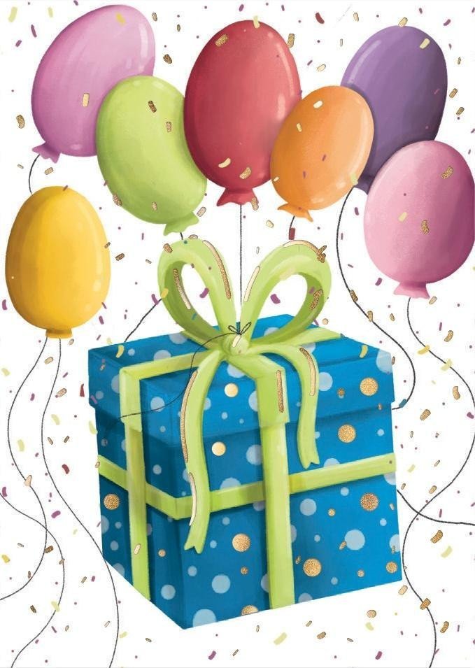 Karnet B8 mini Prezent z balonami