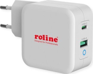 Kabel zasilający Roline Ładowarka USB ROLINE z wtyczką Euro, 2 porty (Typ-A QC3.0, Typ-C PD), 65W