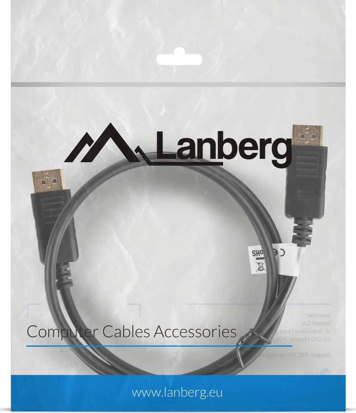 Lanberg KABEL DISPLAYPORT 4K UHD Przewód DP 1m 100%CU GOLD