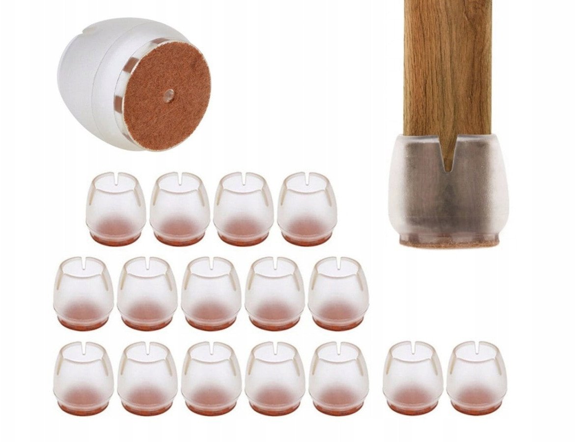 Nakładki Na Nogi Krzesła Silikonowe Z Filcem Podkładki Przezroczyste 16 szt