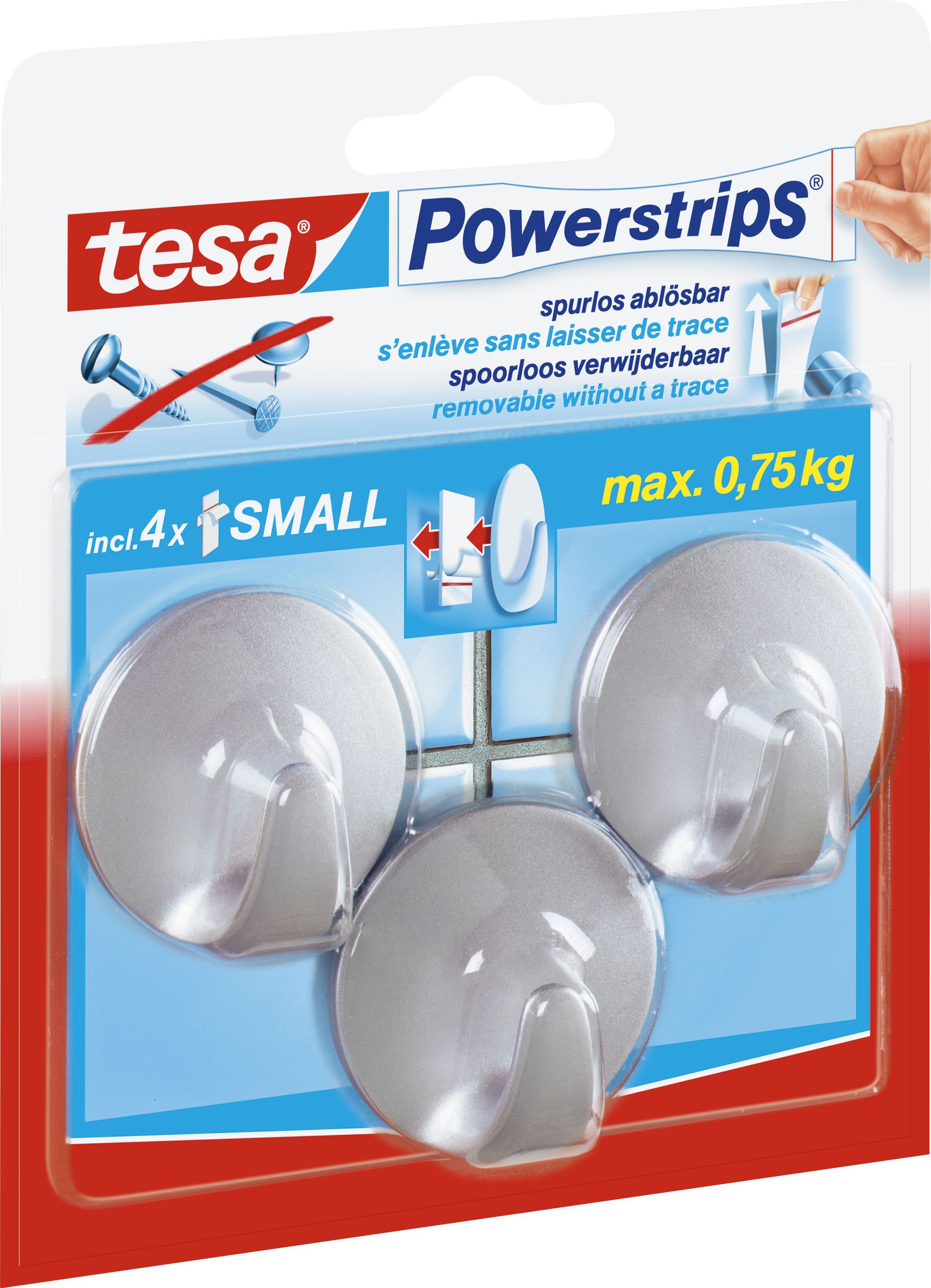 Tesa Uchwyt 1-hakowy PowerStrips chrom (57578-00100-00)