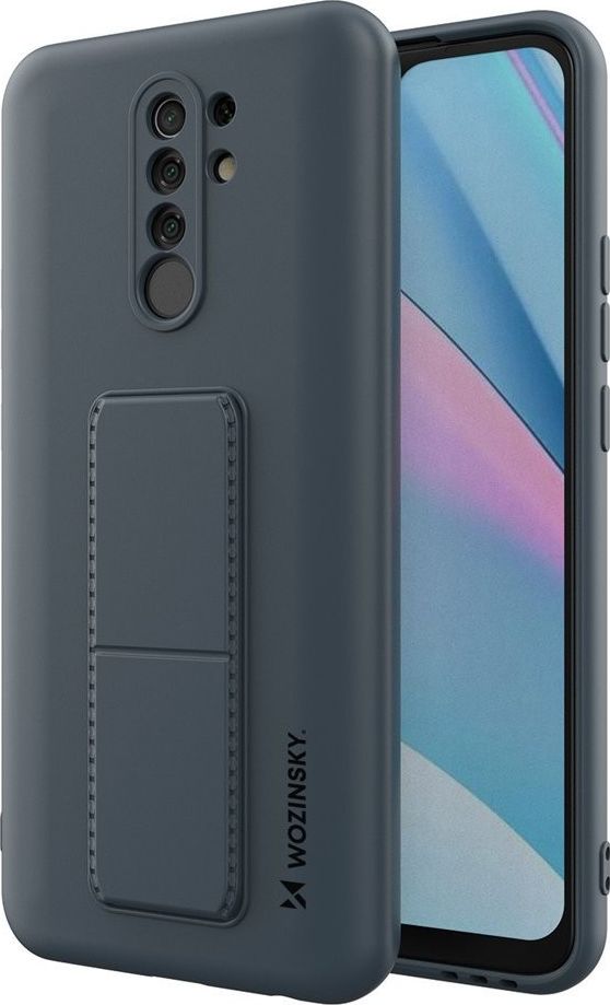 Wozinsky Kickstand Case elastyczne silikonowe etui z podstawką Xiaomi Redmi 9 niebieski