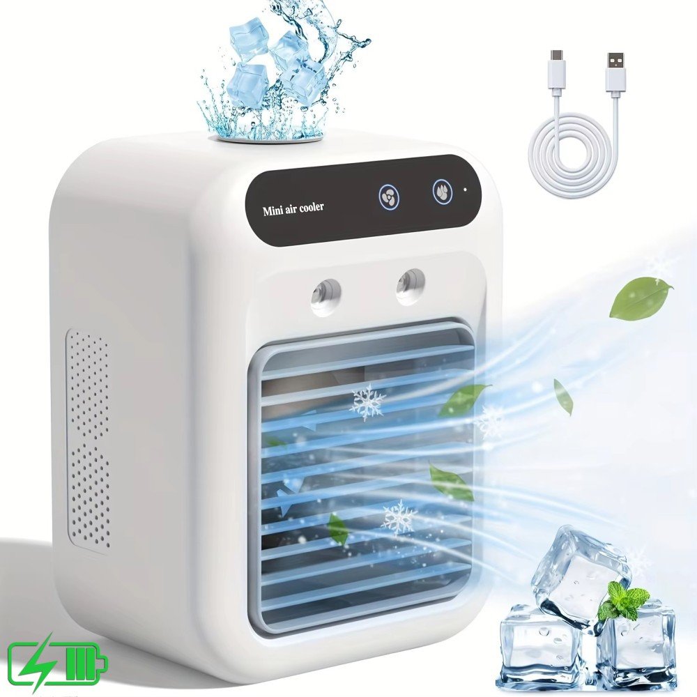 Przenośny klimatyzator akumulatorowy mini wentylator, bezprzewodowy do domu, biura i pokoju