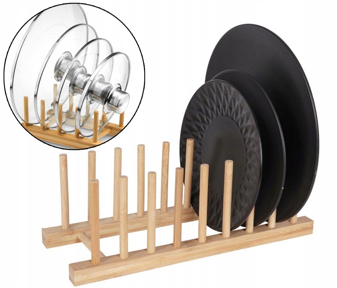 Organizer uchwyt stojak podstawka na pokrywki talerze bambusowy BRUNBESTE BB-2562