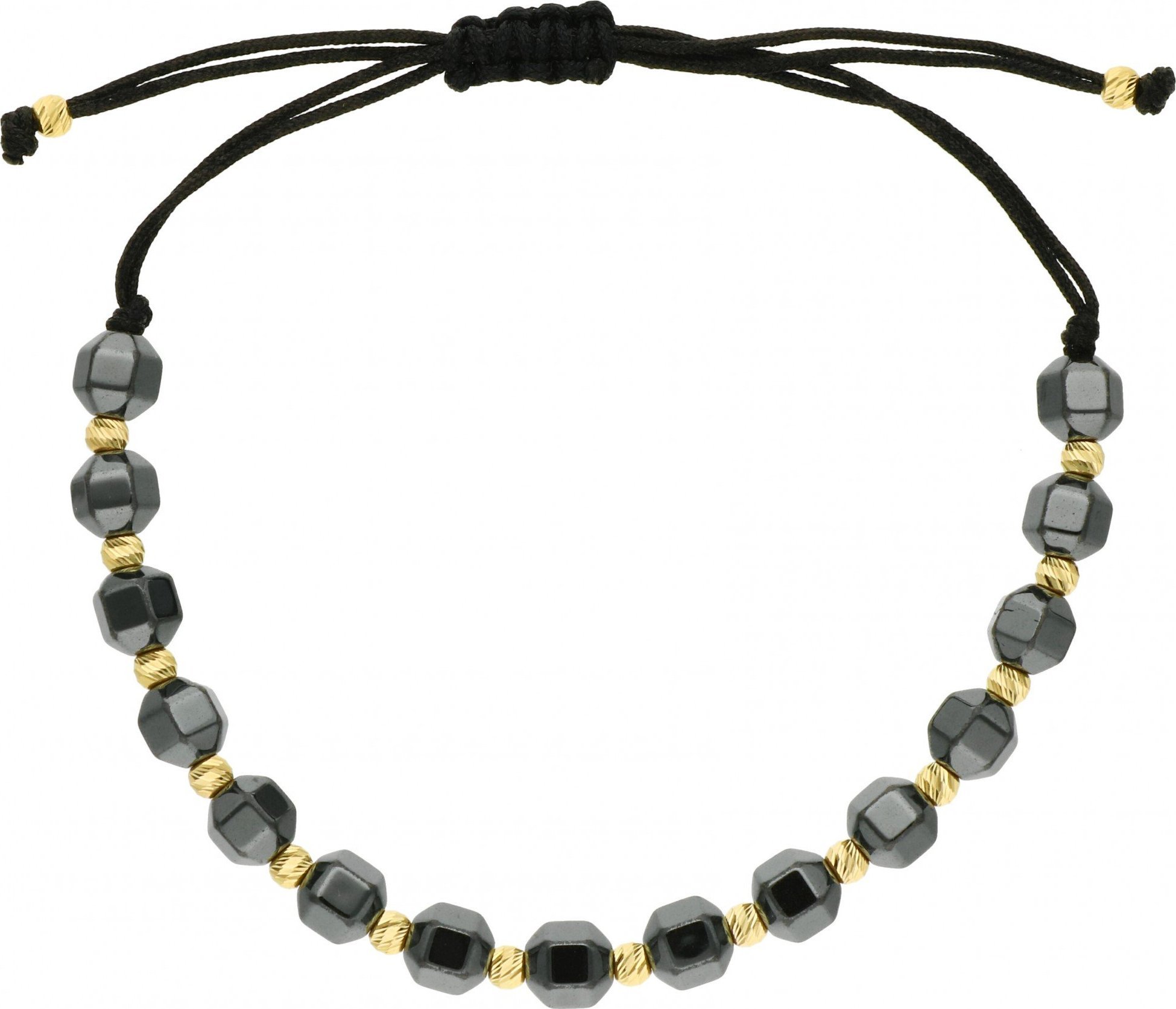 Rosanto Mska złota bransoletka z hematytem i złotymi kulkami 17 - 22 cm 585 4k