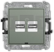 61MCUSBBO-6 MINI Mechanizm ładowarki USB podwójnej 2xUSB A, 15,5W max., 5V, 3.1A, bez pola opisowego szałwiowy 61MCUSBBO-6