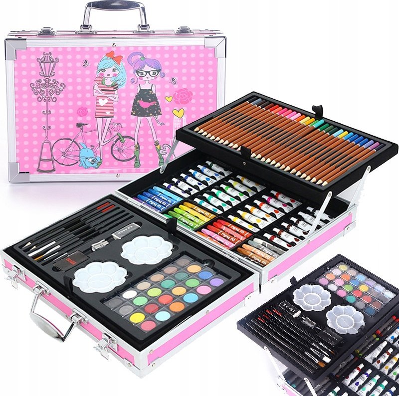 ZESTAW ARTYSTYCZNY RÓŻOWA WALIZKA GIRLS BASQUIAT145