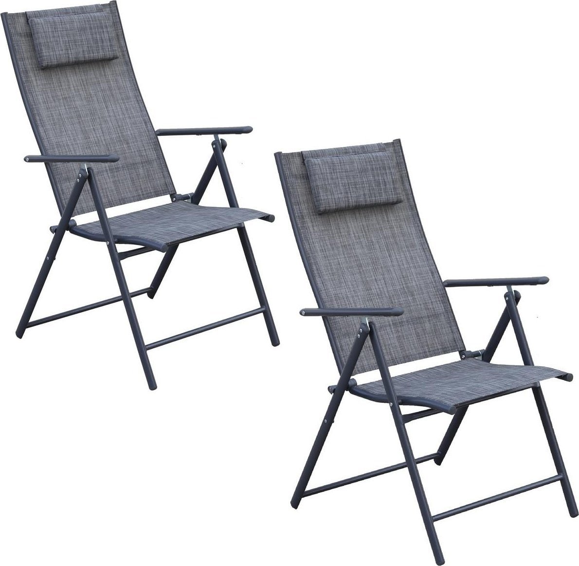 KRZESŁO OGRODOWE 57x68x106CM 2xTEXTLINE 7-POZYCYJNE Z PODUSZKĄ KPL.2SZT