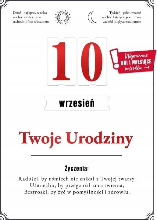 KUKARTKA Karnet Urodziny wymienne cyfry