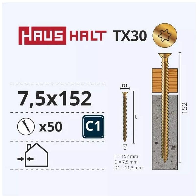 WINDOWS FRAME SCREW 7.5X152 50PCS (8)