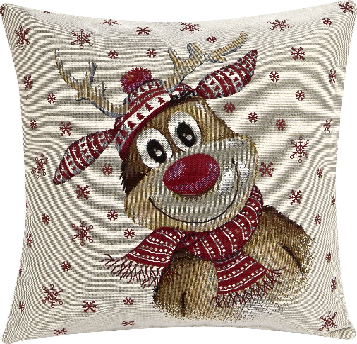 Witek Home Poszewka ozdobna 45x45cm Renifer w czapce