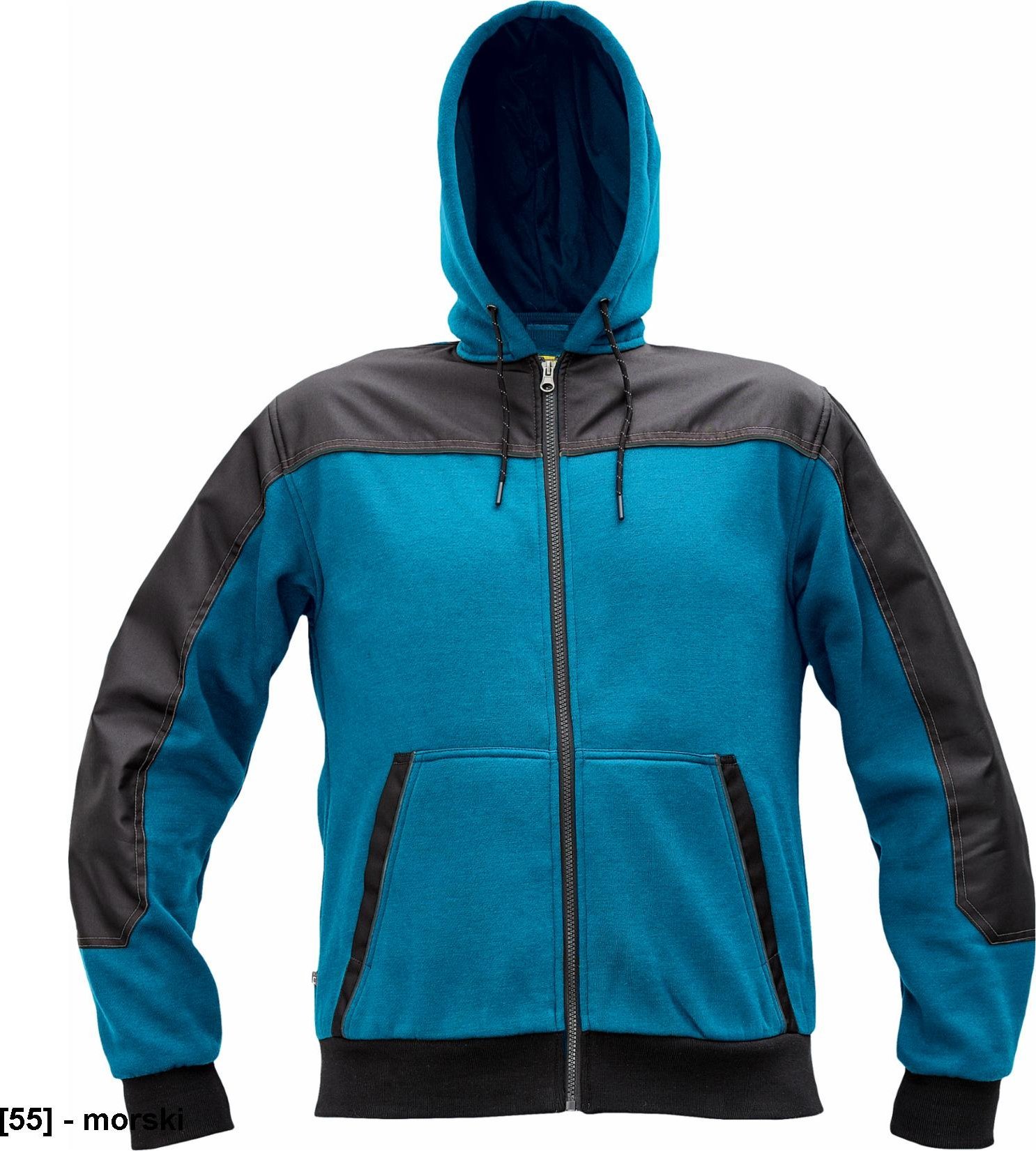 CERVA CREMORNE bluza - męska bluza z suwakiem, kaptur, 55% bawełna, 45% poliester - morski M