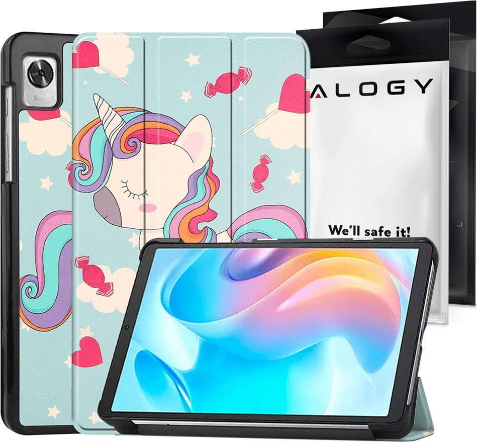 Etui na tablet Alogy Etui z klapką obudowa Alogy Book Cover do Realme Pad Mini 8.7 Jednorożec