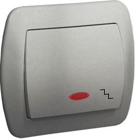 Kontakt-Simon Łącznik schodowy Simon Akord z podświetleniem 10AX aluminium (AW6L/26)