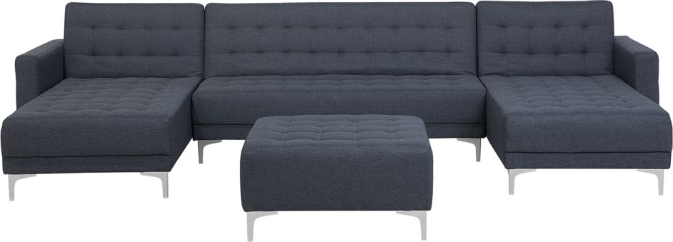 Beliani Narożnik rozkładany 5-osobowy z otomaną ciemnoszary ABERDEEN