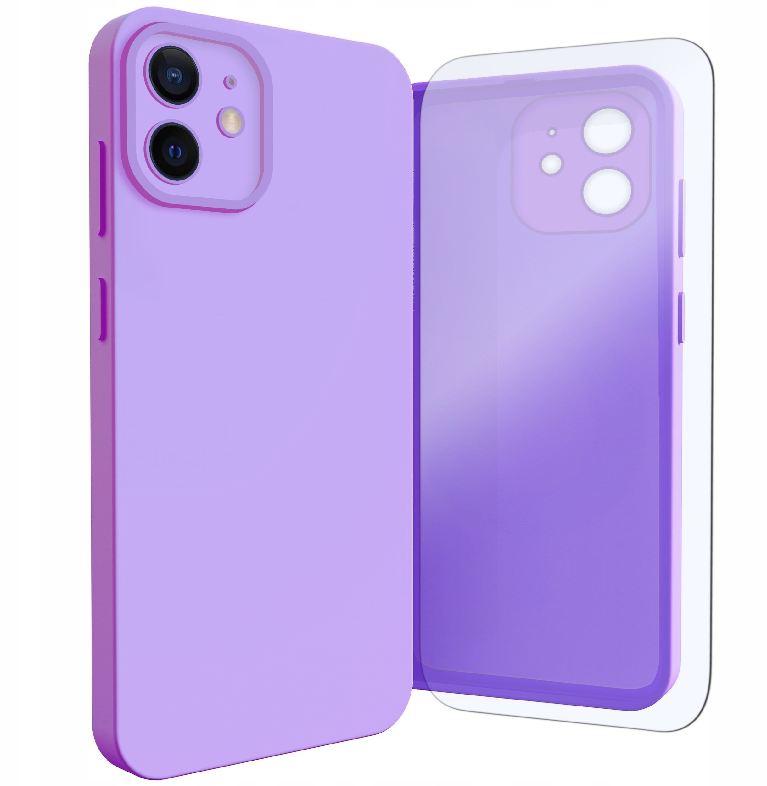 Hello Case Etui do Apple iPhone 12 Osłona Kamery Fioletowe Szkło 9H