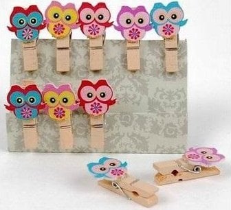 Party Deco Klamerki ozdobne Shapes Sówki 10szt