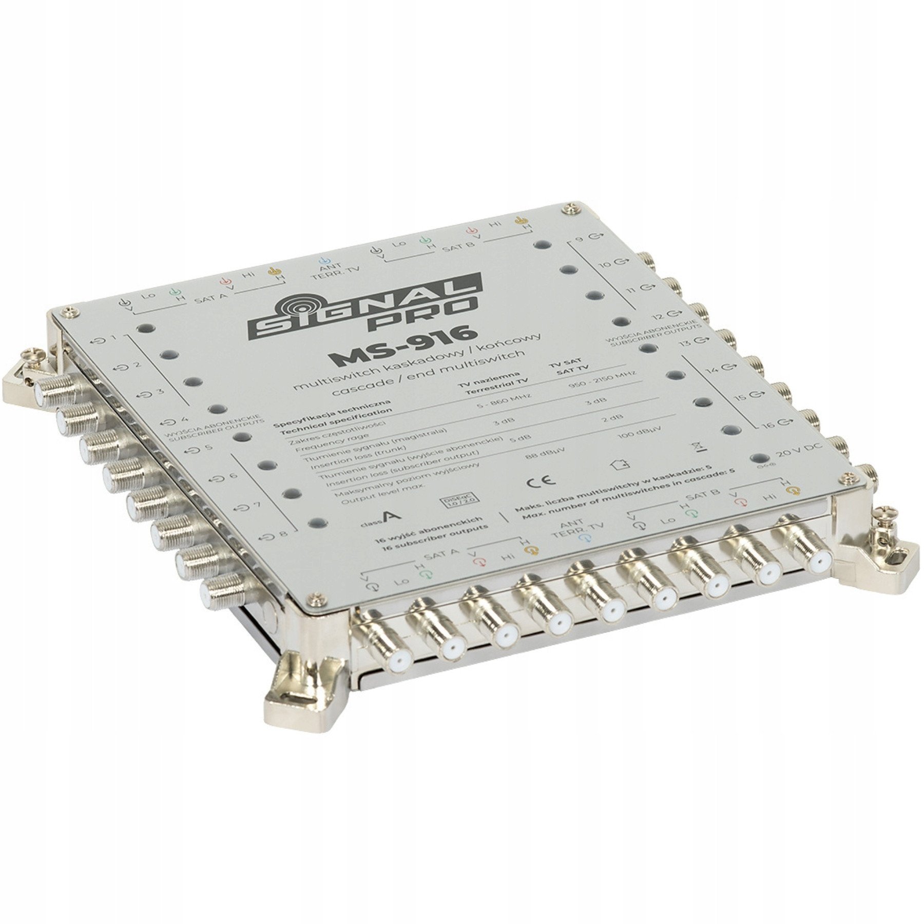Antena satelitarna Signal MULTISWITCH PRZELOTOWY MS-916 9 WEJŚĆ / 16 WYJŚĆ Pro SIGNAL