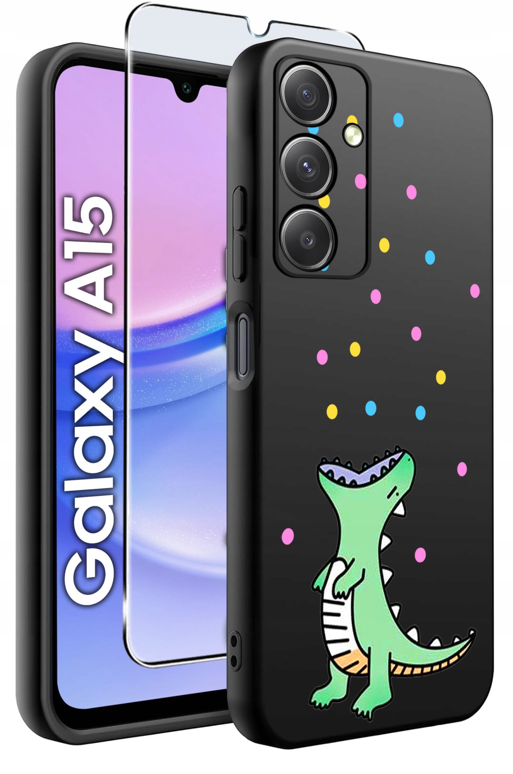 ETUI do Samsung A15 4G | 15 5G WZORY | SILIKONOWE MATT CASE + SZKŁO 9H