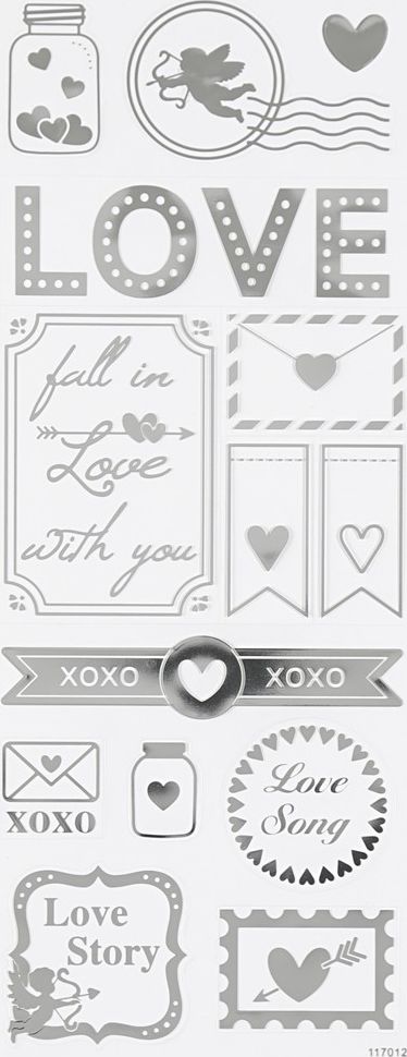 Creative Company Naklejki metaliczne Srebrne Miłość