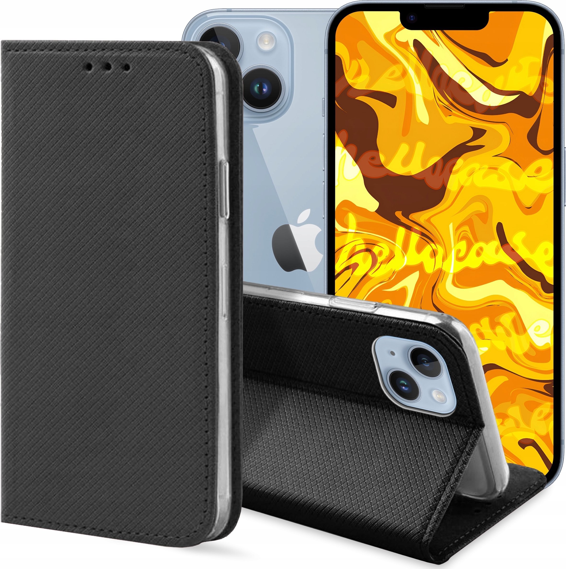 Hello Case ETUI Z KLAPKĄ DO IPHONE 14 CZARNE ZAMYKANE MAGNETYCZNE KABURA FUTERAŁ FLIP