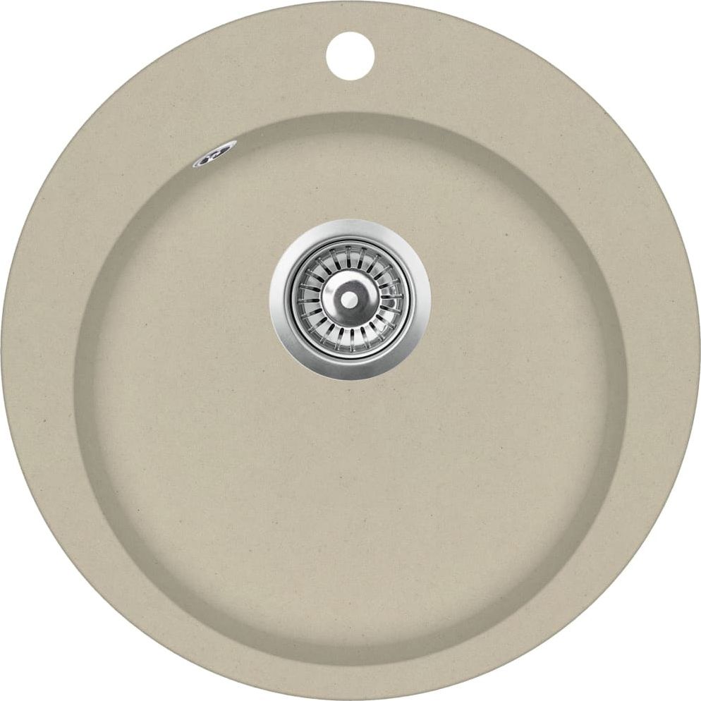 Zlewozmywak vidaXL Granitowy jednokomorowy, okrągły, beżowy