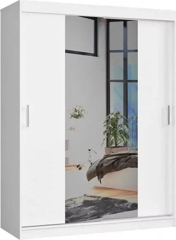 Elior Biała szafa przesuwna z lustrem - Sillo