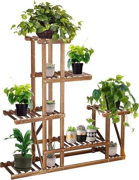 Springos Kwietnik drewniany 95 cm brązowy postarzany