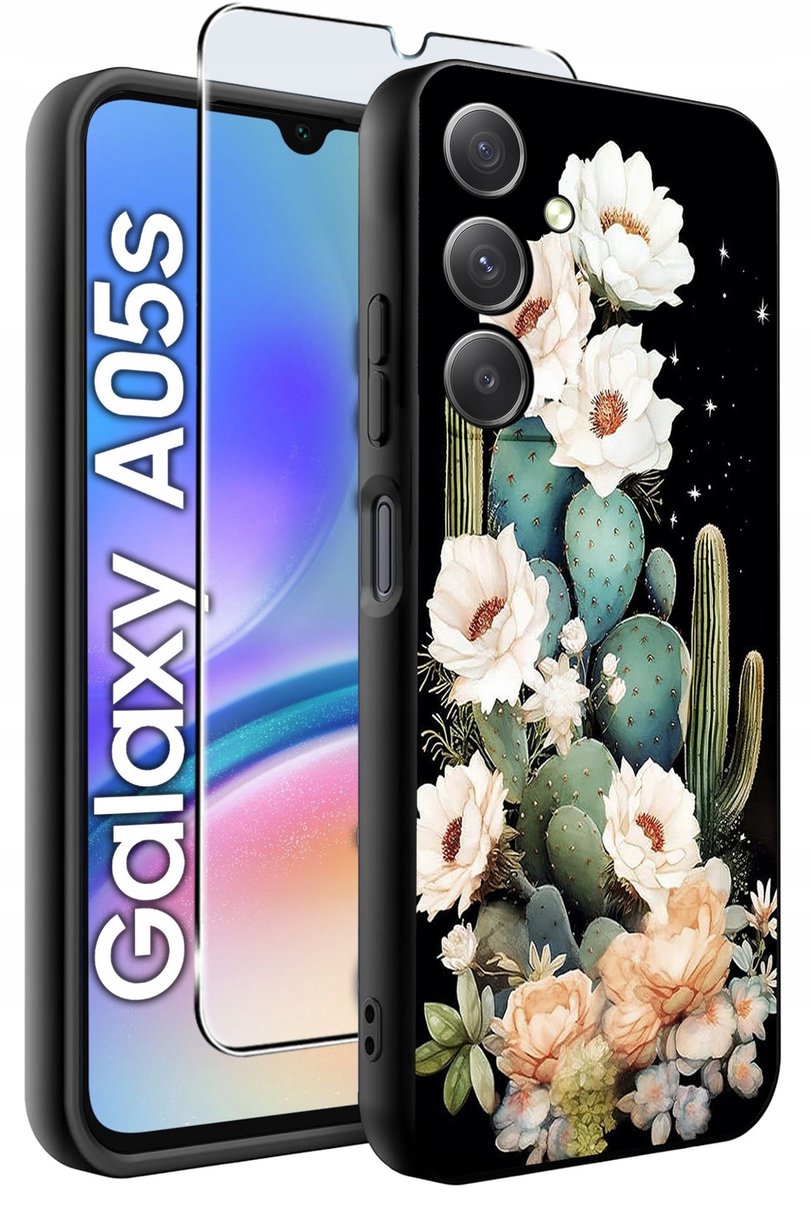 ETUI do Samsung A05s WZORY | SILIKONOWE MATT CASE + SZKŁO 9H